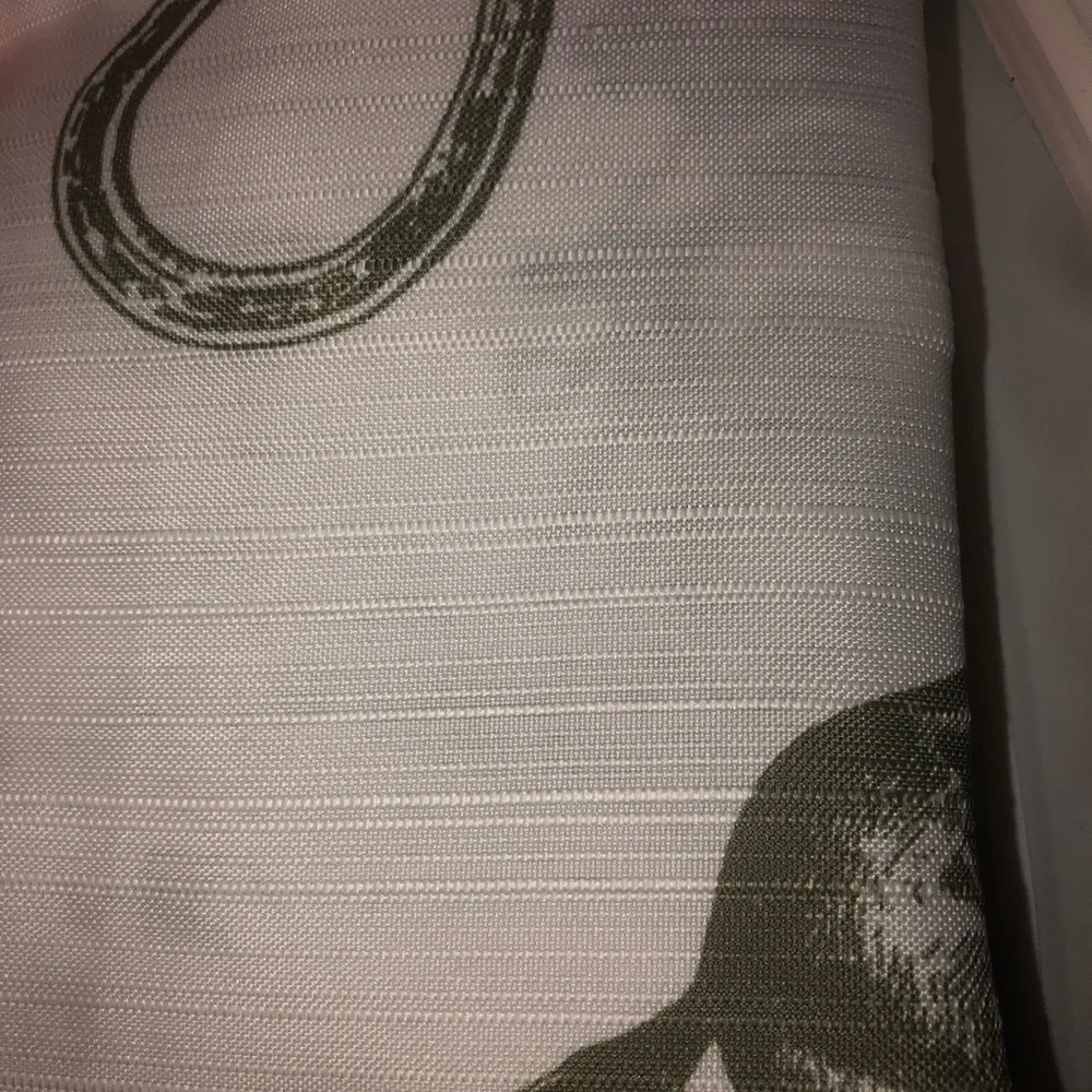 💚 Wrangler White and Green Western theme Shower Curtain Set with Roller Hooks
